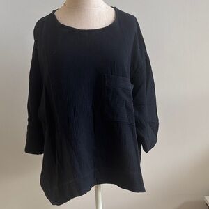 Alembika Black Cotton Lagenlook Flowy top